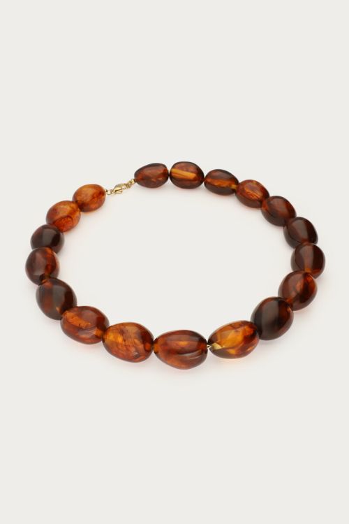 Bruine ketting met statement ovalen kralen