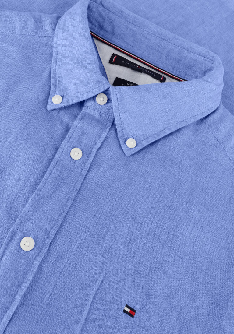 TOMMY HILFIGER blauwe tommy hilfiger casual overhemd pigment dyed linen rf shirt s/s