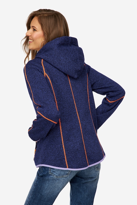Strickfleece-Jacke, Kapuze, Zipper, Langarm, OEKO-TEX
