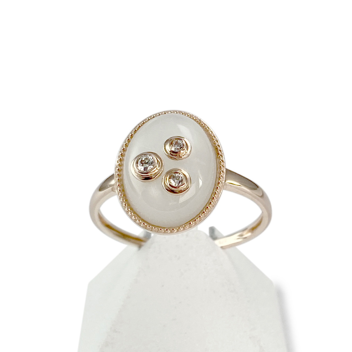 Bague d'occasion or 375 rose pierre fine zirconias