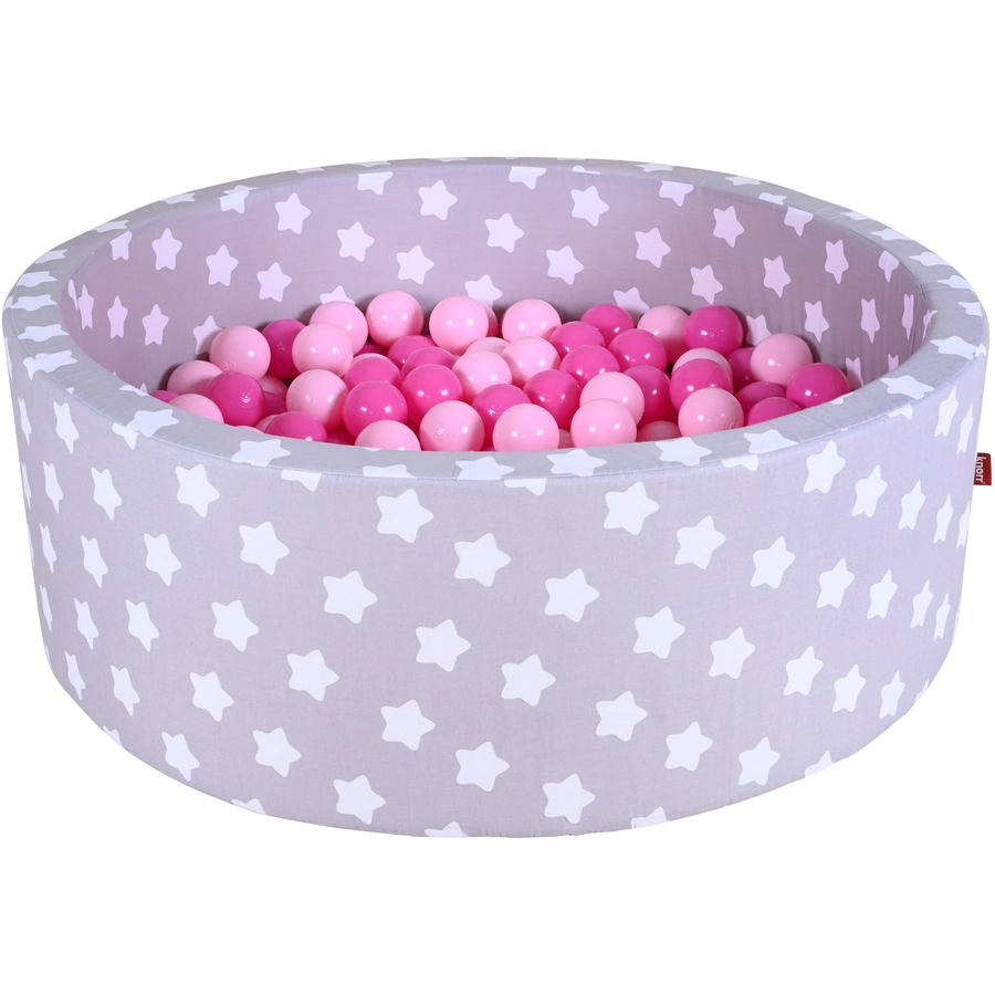 knorr toys® Bällebad soft - Grey white stars - 300 balls soft pink grau