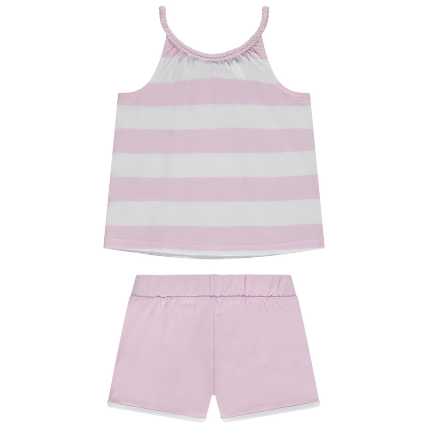 Ensemble débardeur rayé fantaisie à sequins + short pour fille