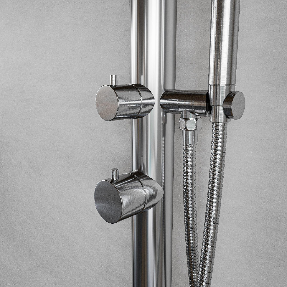 FortiFura Outdoor Original buitendouche met handdouche geborsteld RVS
