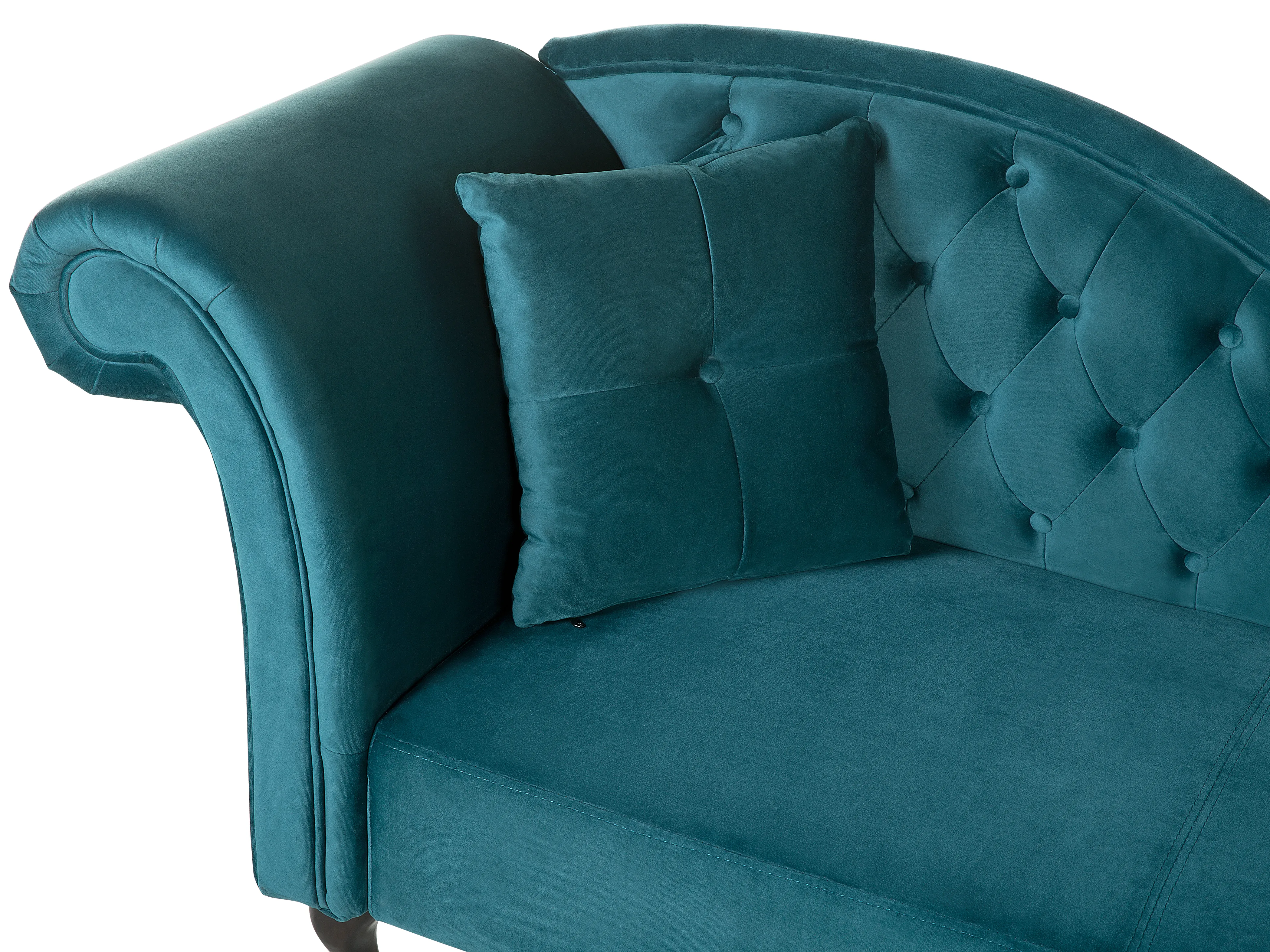 Linkszijdige chaise longue LATTES Fluweel Groenblauw