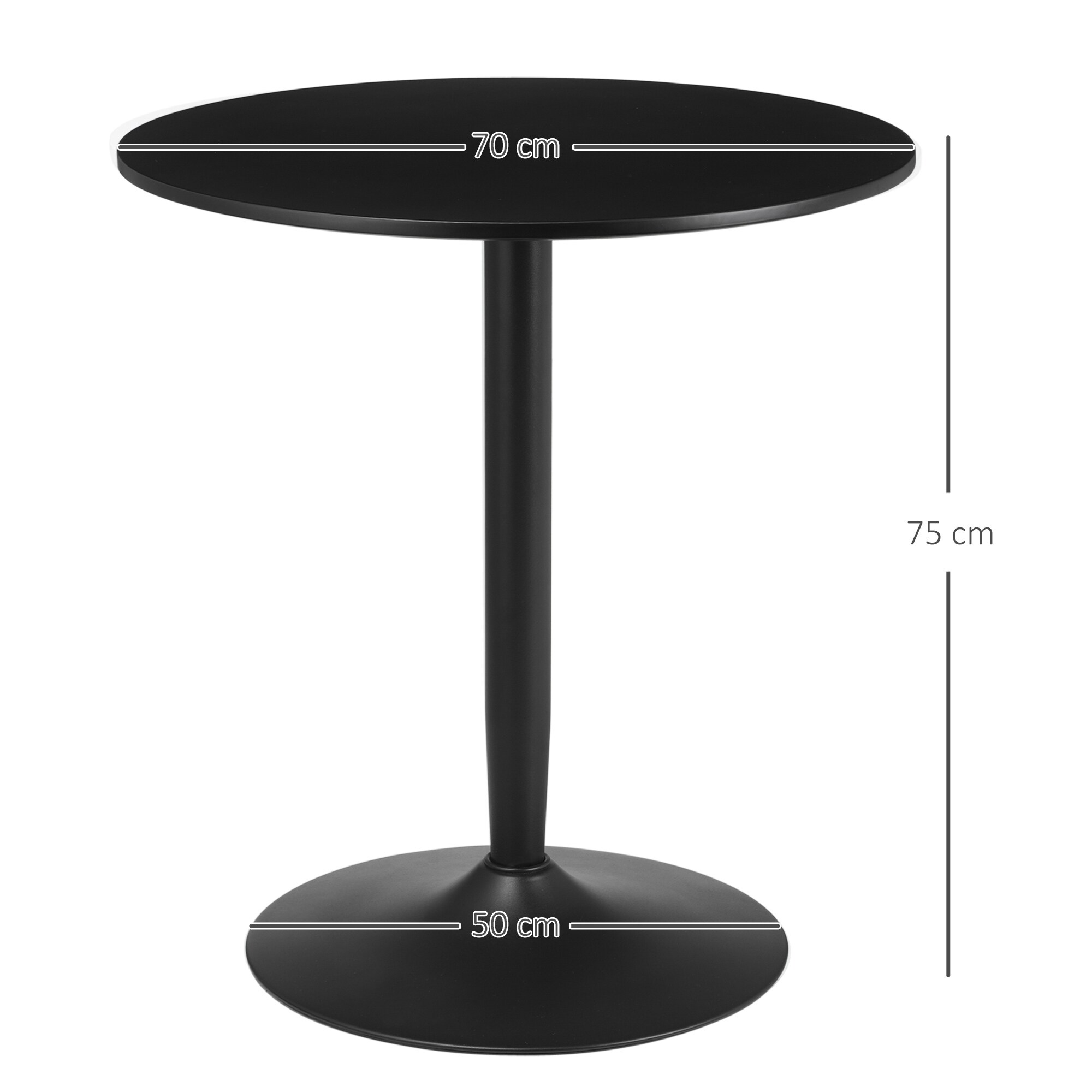 HOMCOM Esstisch mit geräumiger runden Tischplatte 70L x 70B x 75H cm