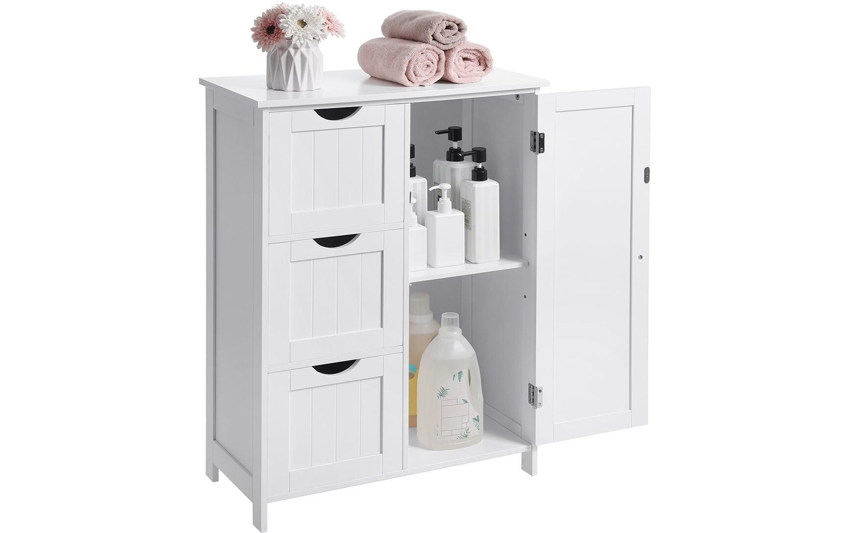 Kommode mit 3 Schubladen 60 x 81 cm, WeissModerner Schrank aus Holz