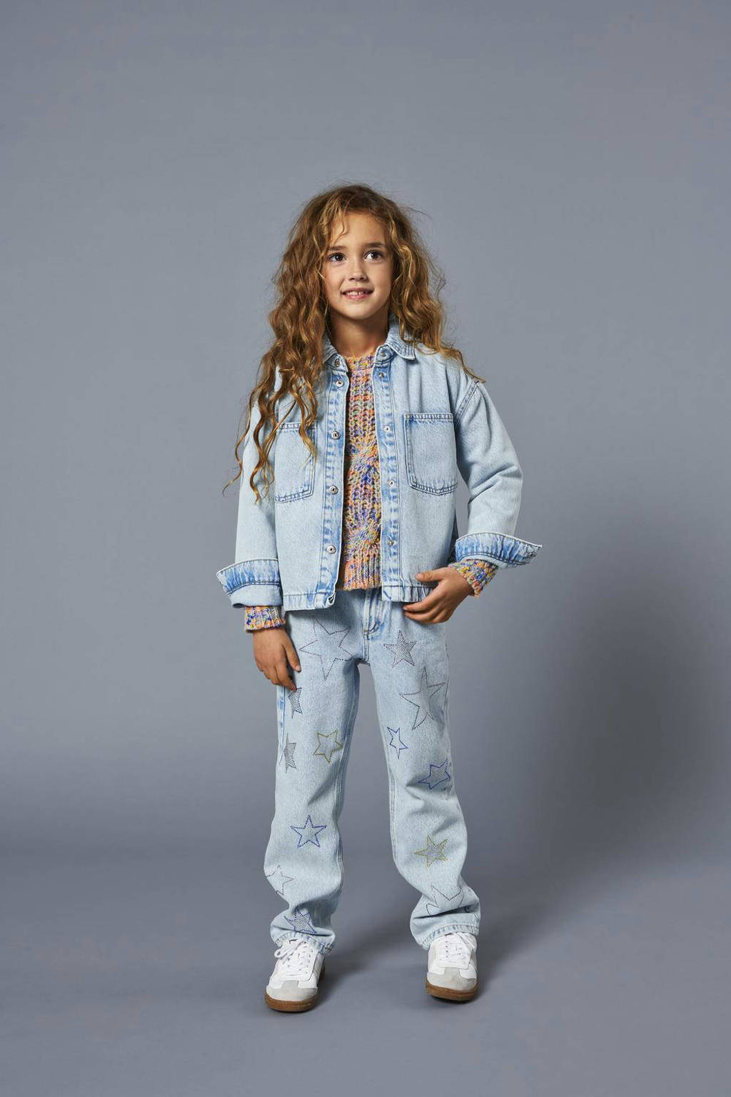 ONLY straight leg jeans KOGCARLY met sterren light blue denim