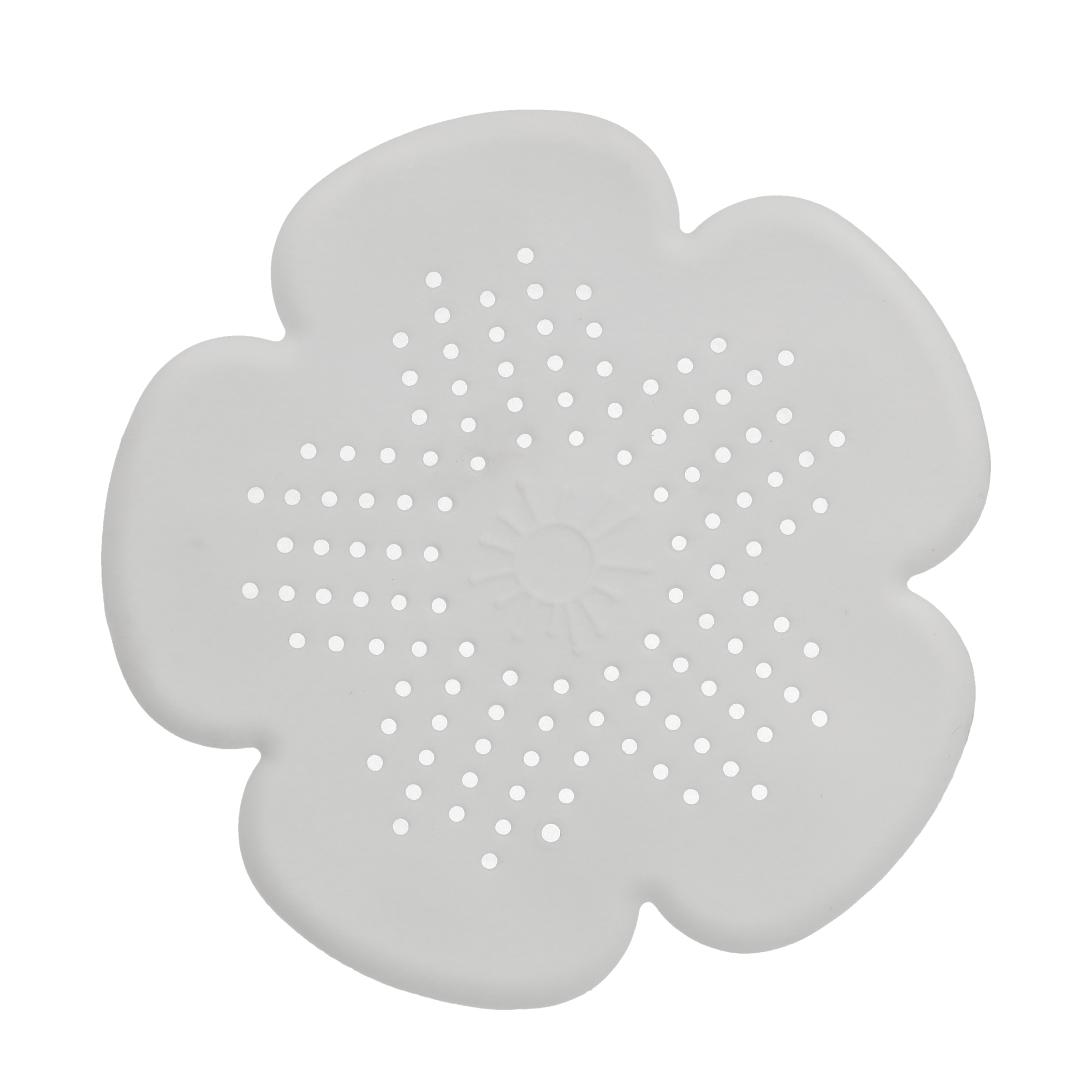 Silikon Abfluss Haarfänger Abflusssieb Küche Bad mit Saugnäpfen Blumen-Design - Weiss