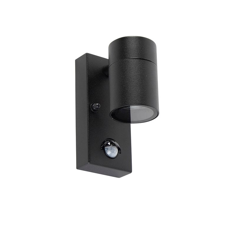 Buitenwandlamp zwart met bewegingssensor IP44 - Solo