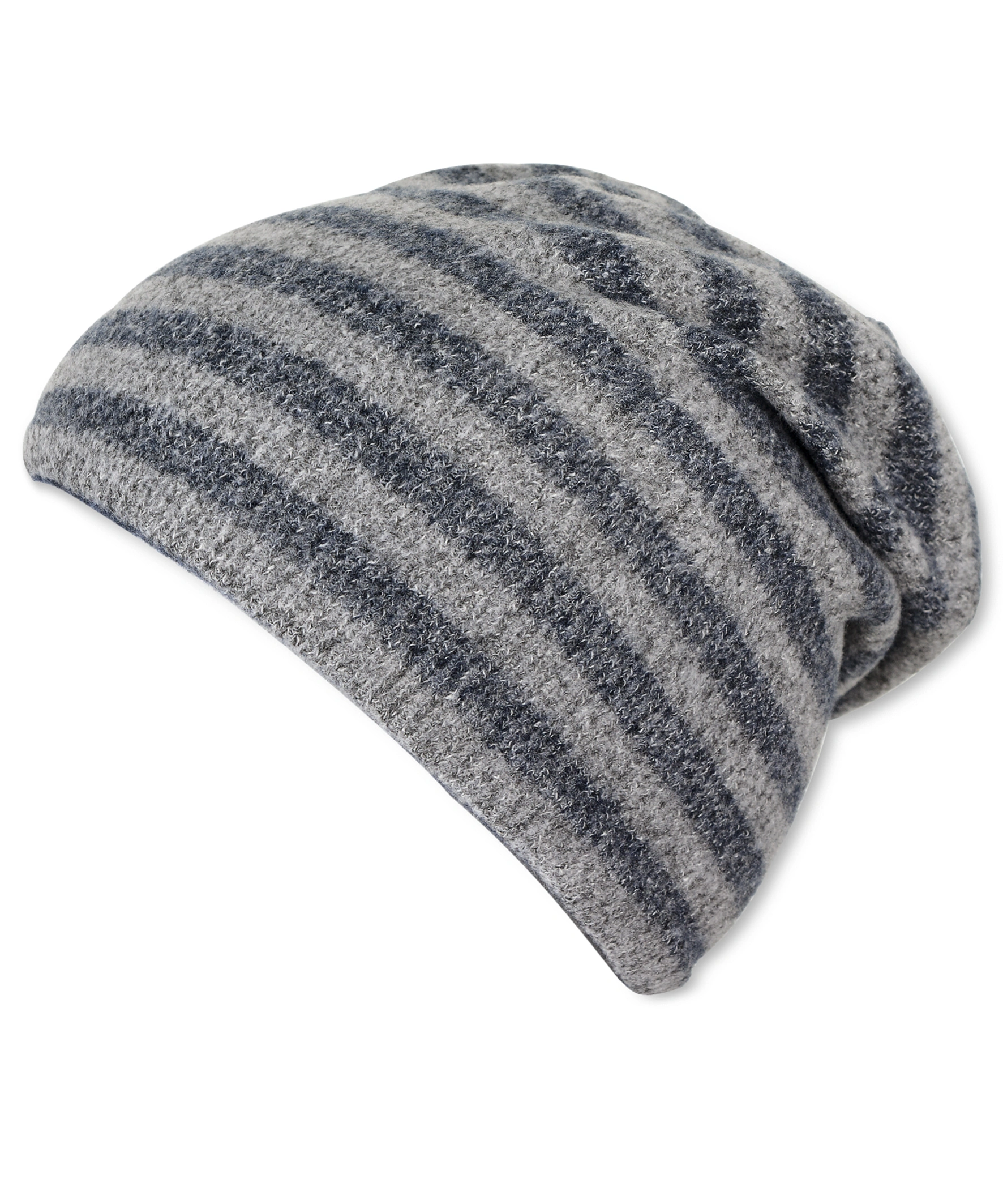 Wende-Beanie RINGELCHEN in tintenblau melange