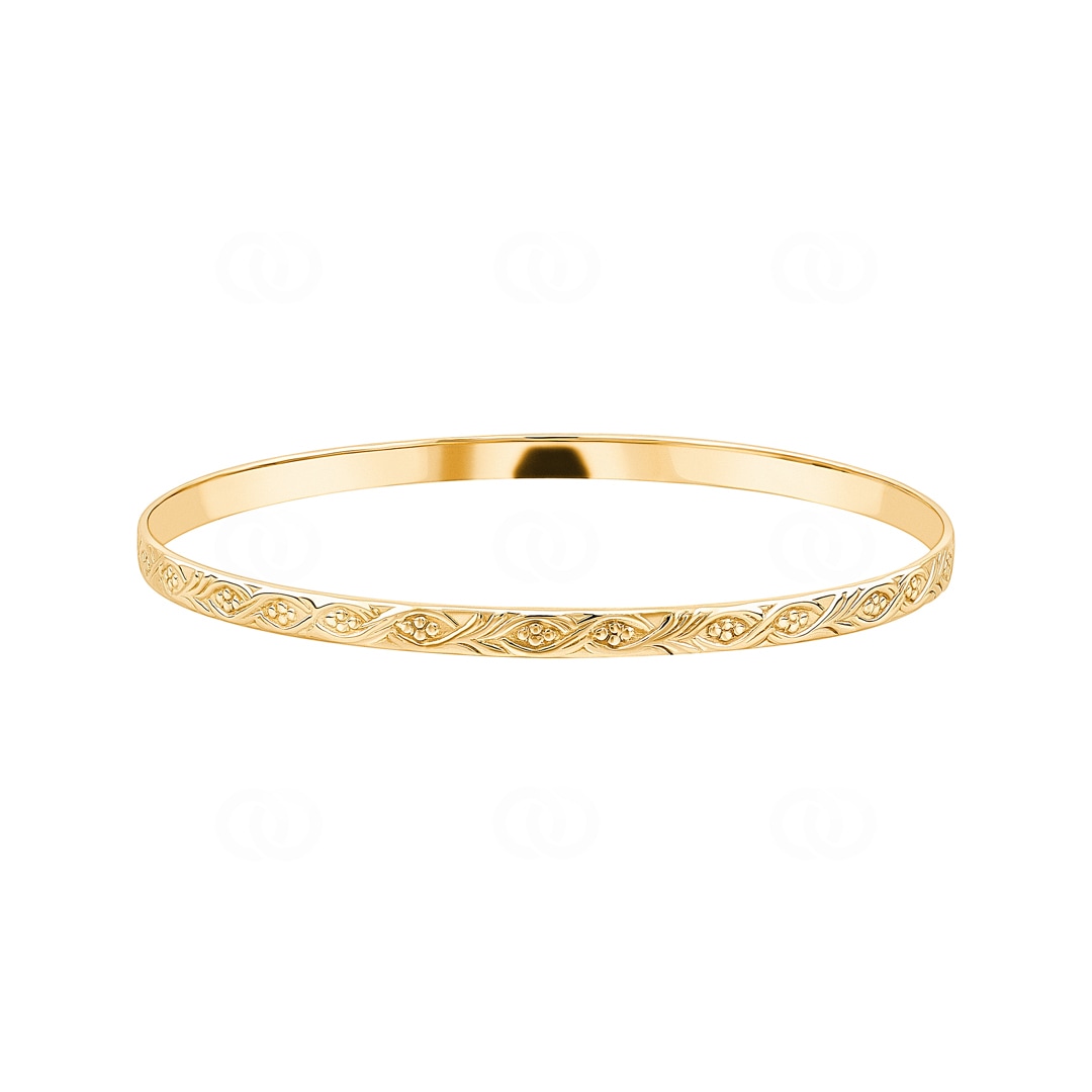 Armreif rund 750/18 K Gelbgold verziert 4mm
