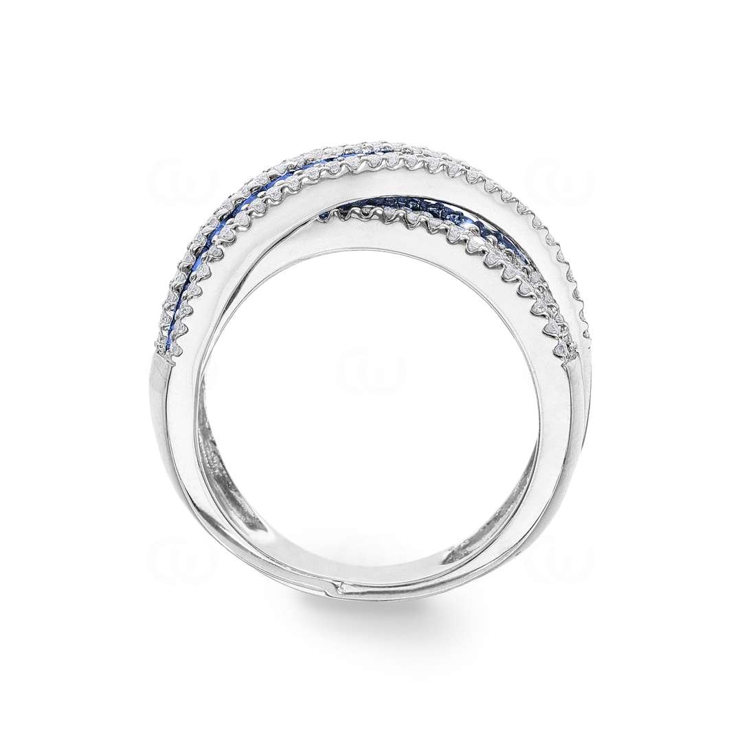 Damenring 750/18 K Weissgold mit Diamanten 0.56 ct H/Si und Saphire