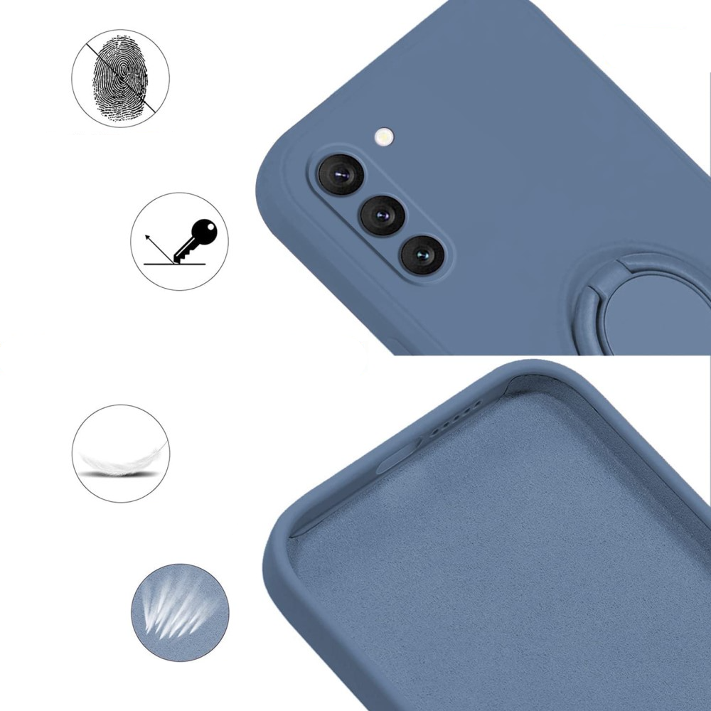 Samsung Galaxy S23 5G Silikon Case Hülle   Magnetischer Kickstand Haltering - Blau (Matt)