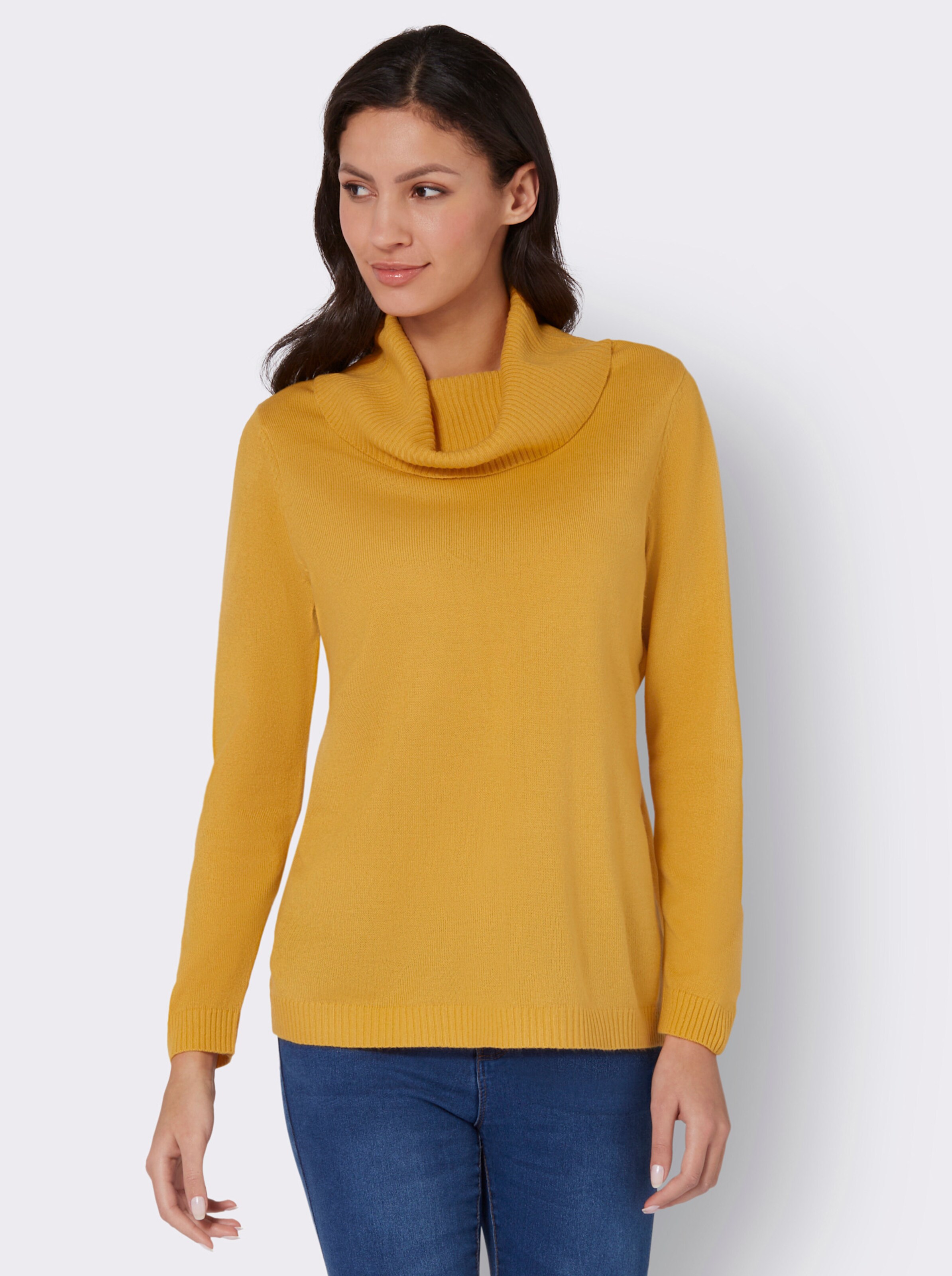 Rollkragenpullover mit halsfernem Kragen