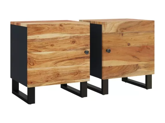 Tables de chevet 2 pièces 40x33x46 cm Bois d'acacia massif