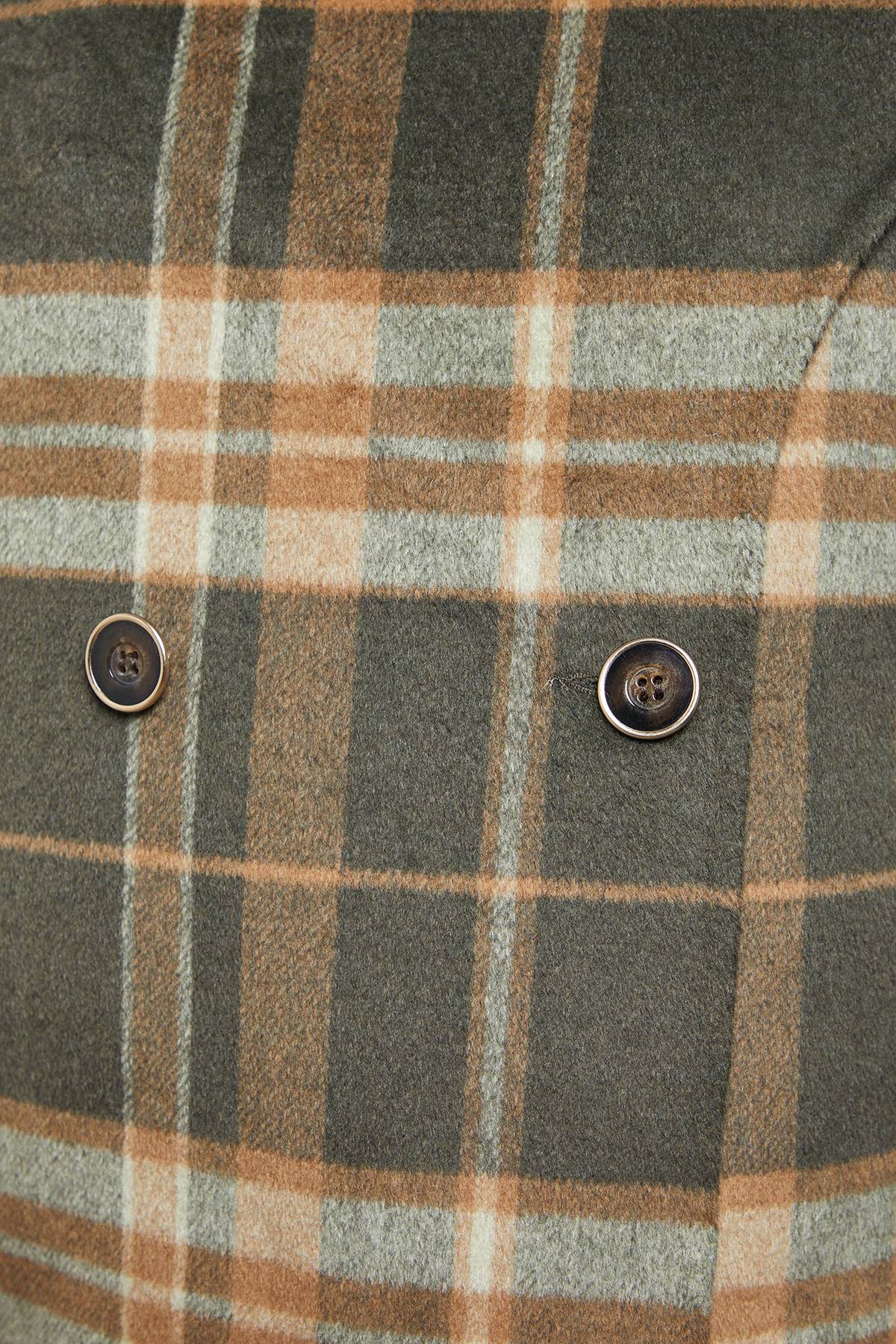 Oasis Manteau Veste Longue à Carreaux avec Détail Foulard