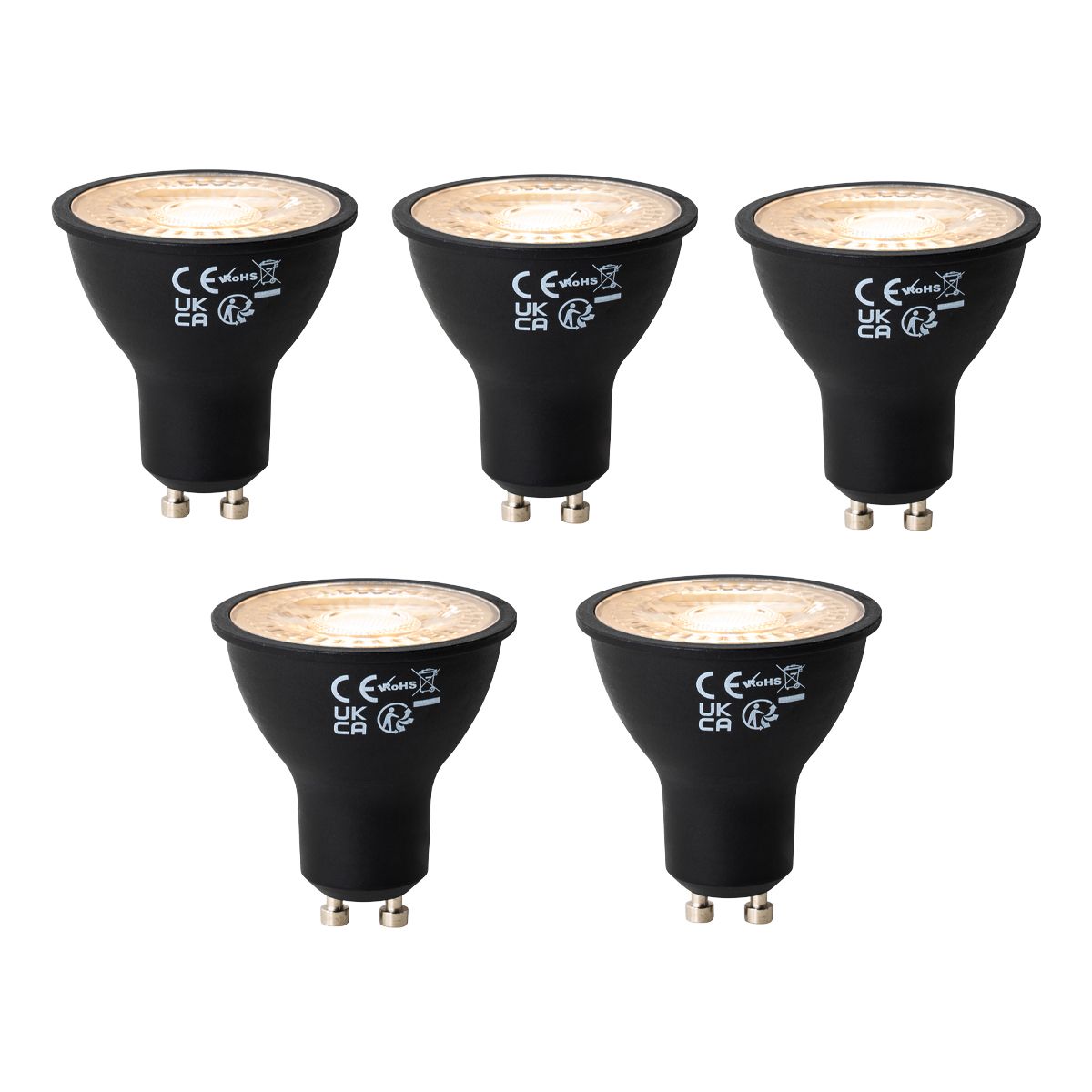 Set van 5 GU10 3-staps dimbare LED lampen zwart 6W 4300 lm 2000 - 6000K