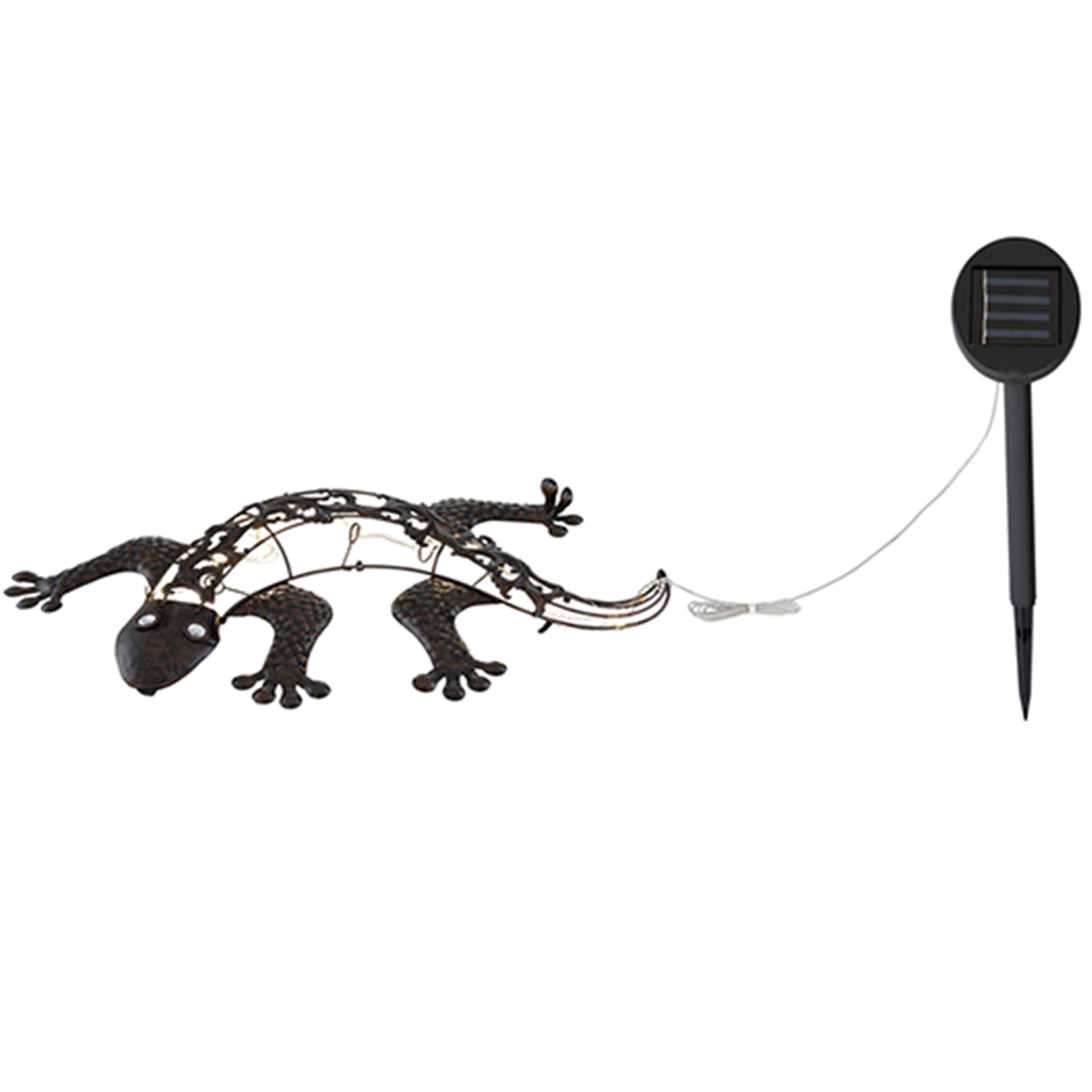 Solarleuchte Gecko - bronze antik - metall