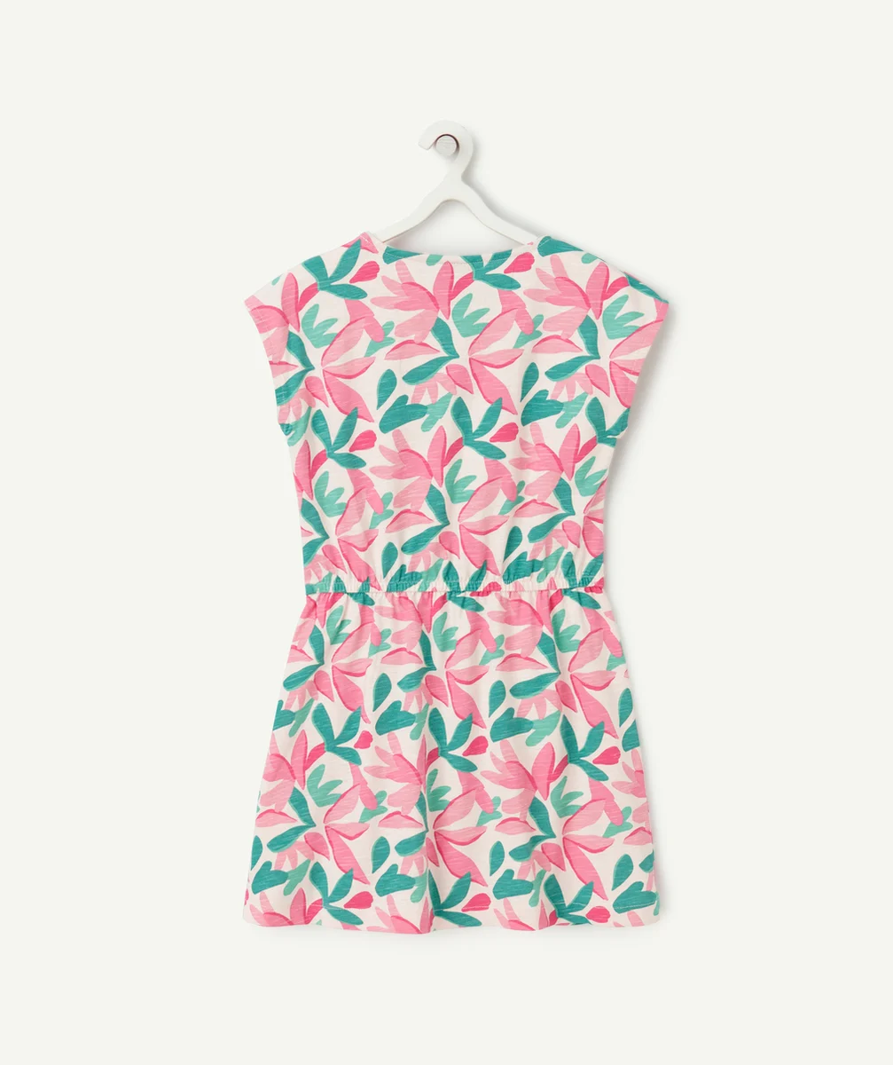 robe manches courtes fille en coton bio imprimé fleurs colorées
