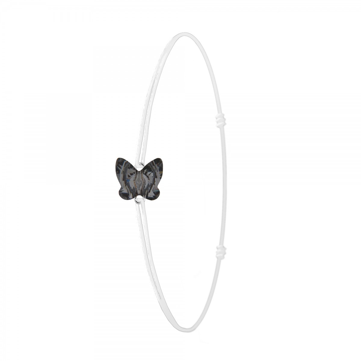 Bracelet papillon élastique blanc SC Crystal orné d'un Cristal scintillant