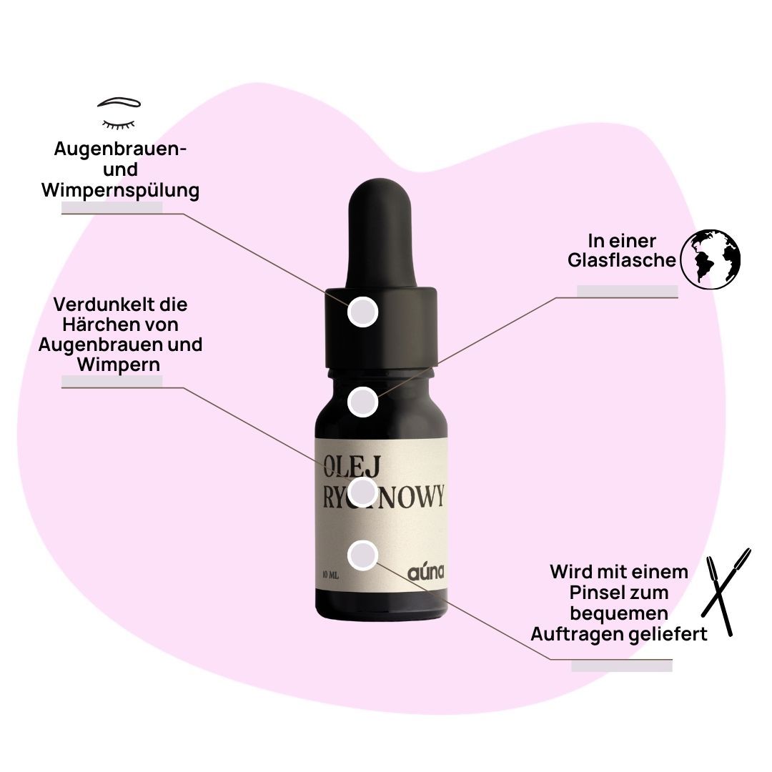 Auna Pure Rizinusöl 10 ml mit Bürste - Serum für Augenbrauen und Wimpern