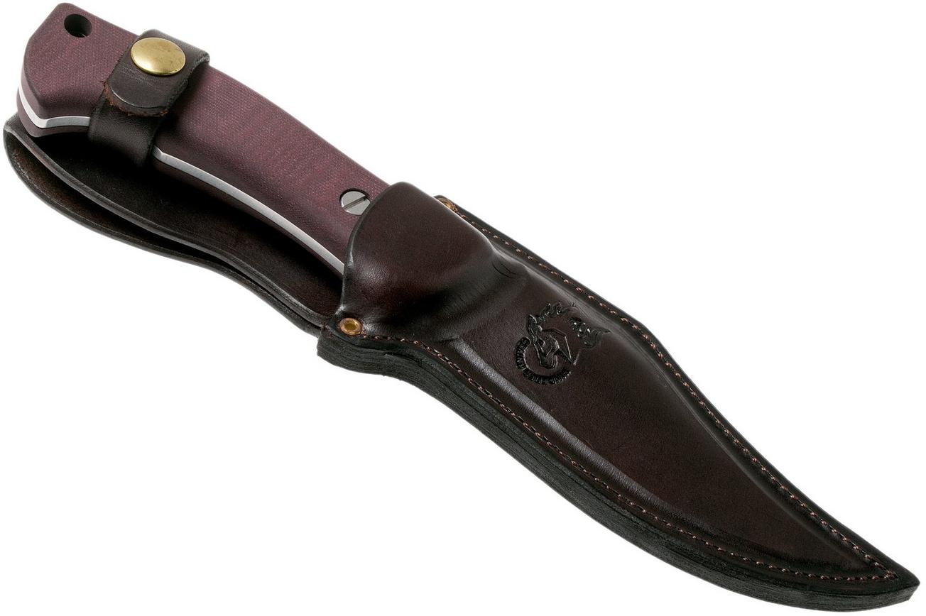 Rick Hinderer Ranch Bowie Burgundy Canvas Micarta, Stonewashed, bowie mes