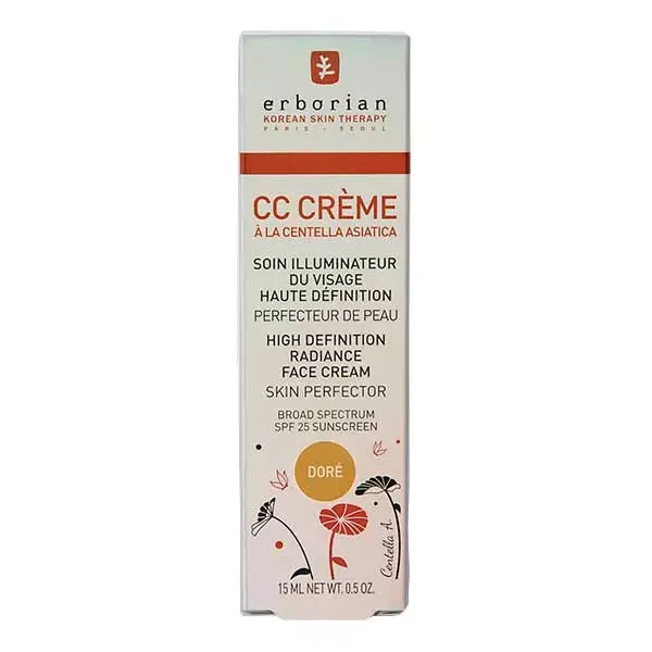 Erborian CC Cream Iluminador com Centella Asiática FPS 25 Dourado 15ml