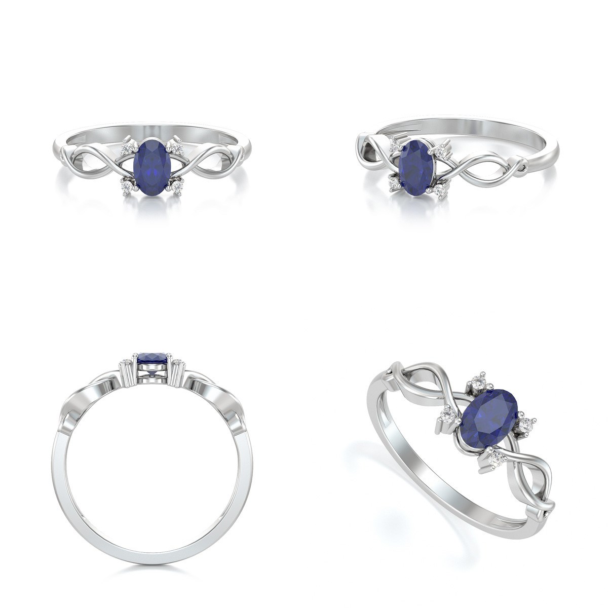 Bague ADEN Or 585 Blanc Saphir et diamants 1.85grs