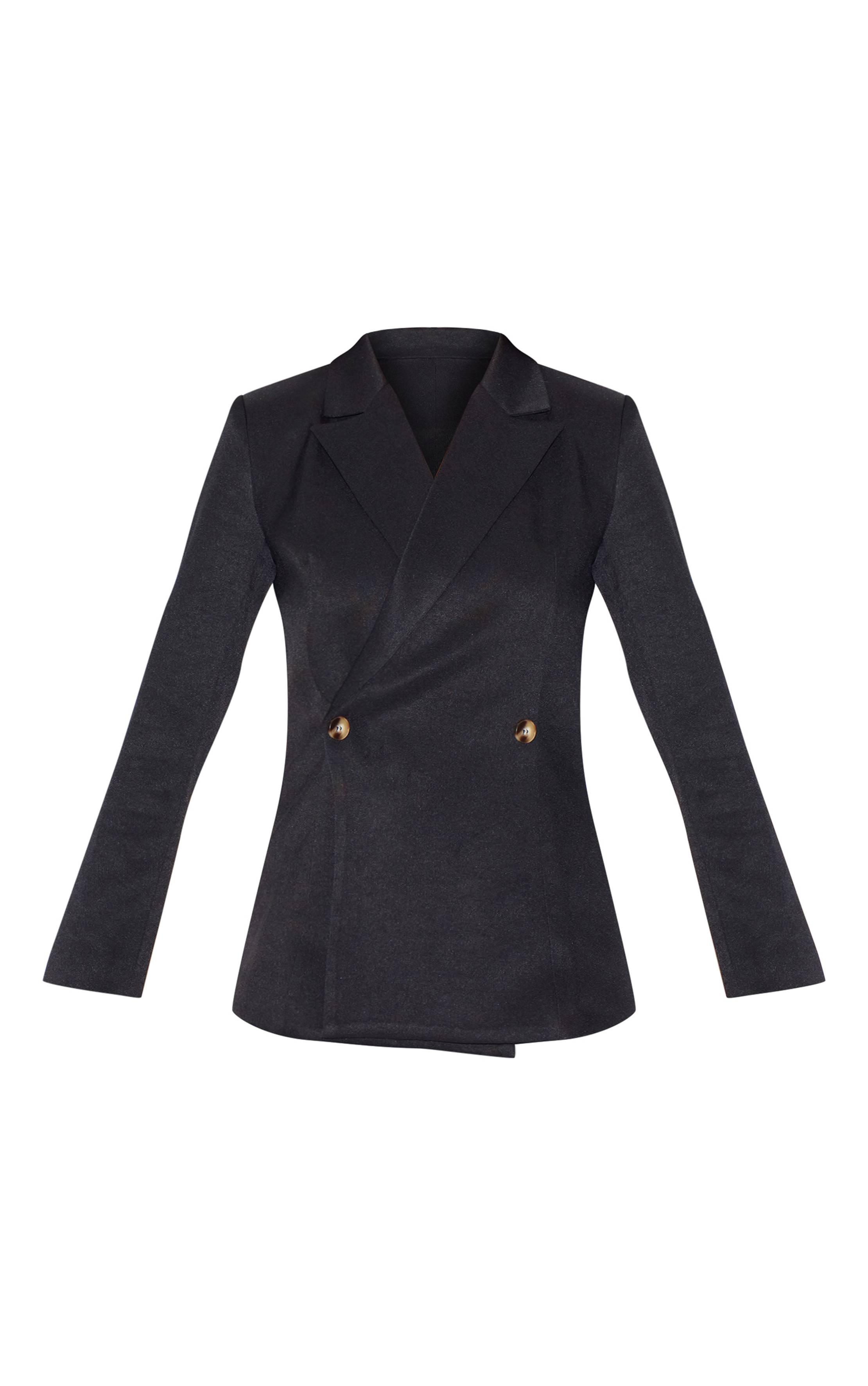 Noir Blazer Ajusté En Tissu Tissé Avec Taille Cintrée Coupe Premium