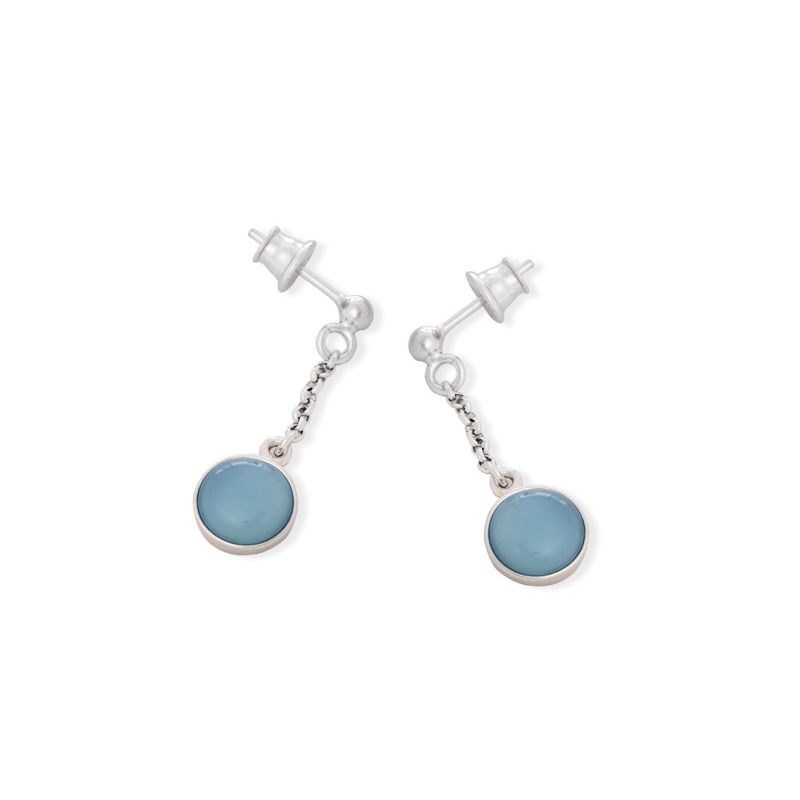 BO AGATE BLEUE ARGENT RHODIE