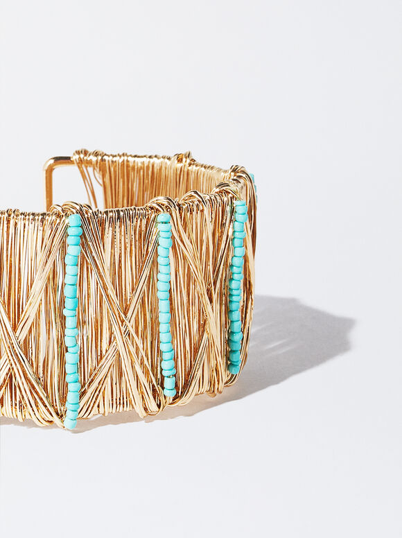 Pulseira rígida de contas - Azul