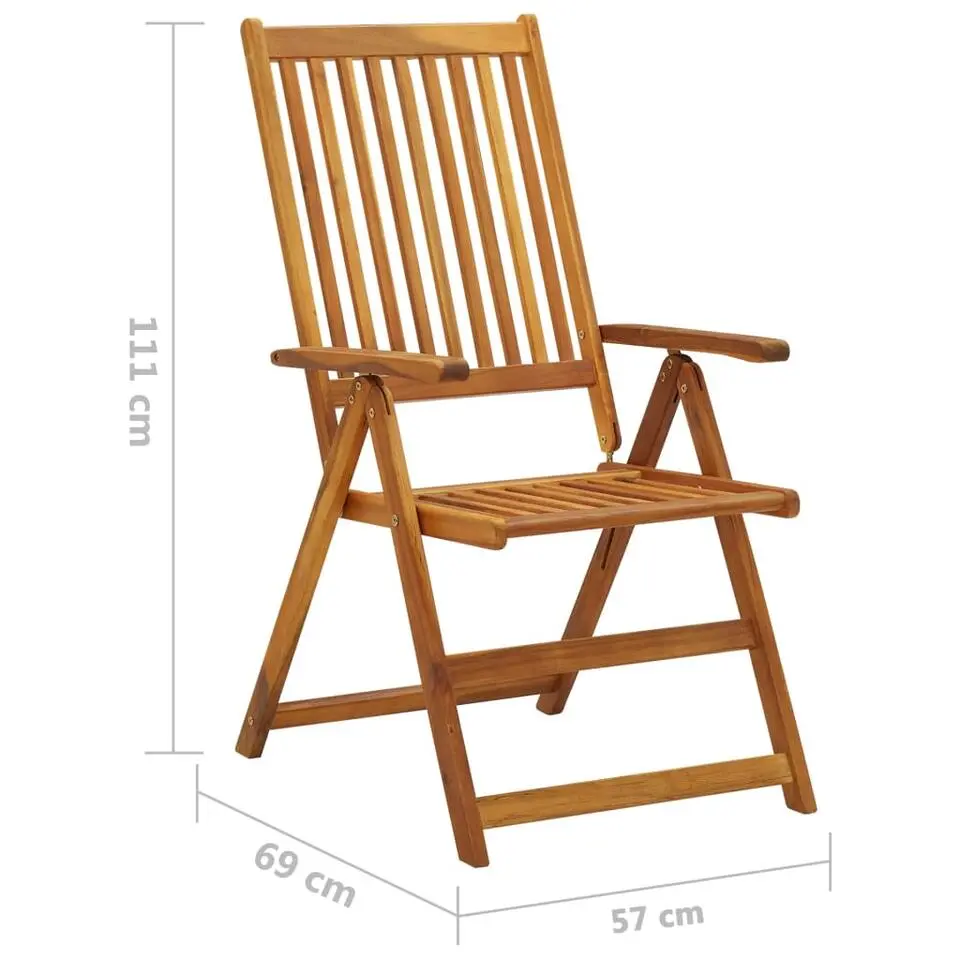 vidaXL - Verstelbare tuinstoelen - Grijs - Acaciahout - 4 stuks - 120x50x3 cm