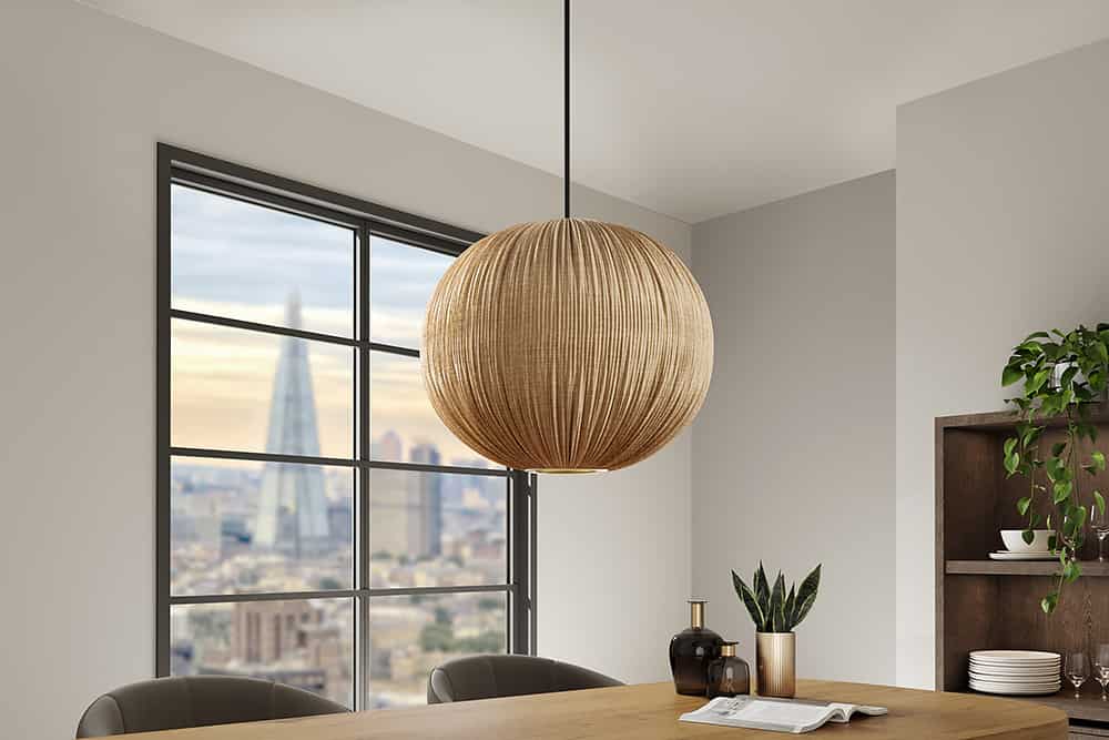 Runde Hängelampe ORGANIC 45cm natur Stoffschirm Boho