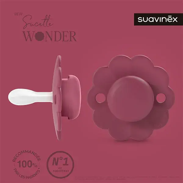 Suavinex, Wonder, Sucette réversible 6/18mois Wonder - Viva magenta