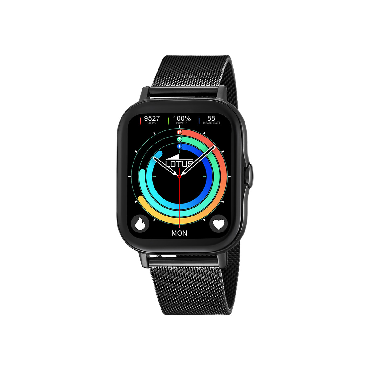 Montre Lotus mixte connectée acier noir bracelet acier noir maille milanaise