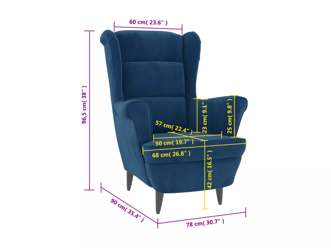 Fauteuil bleu velours