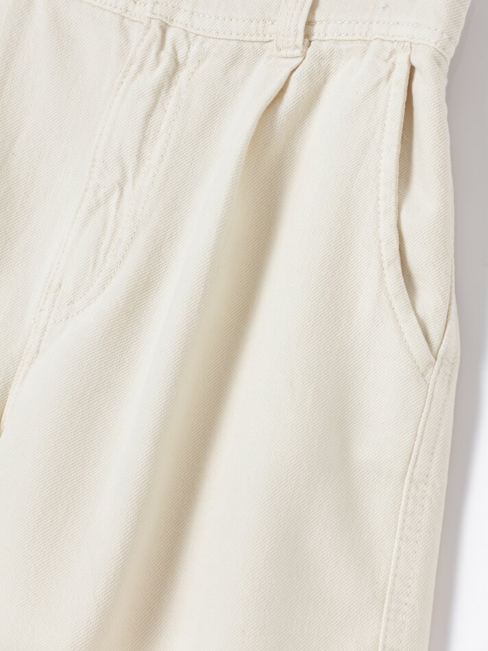 Shorts jeans com pregas - Branco-sujo