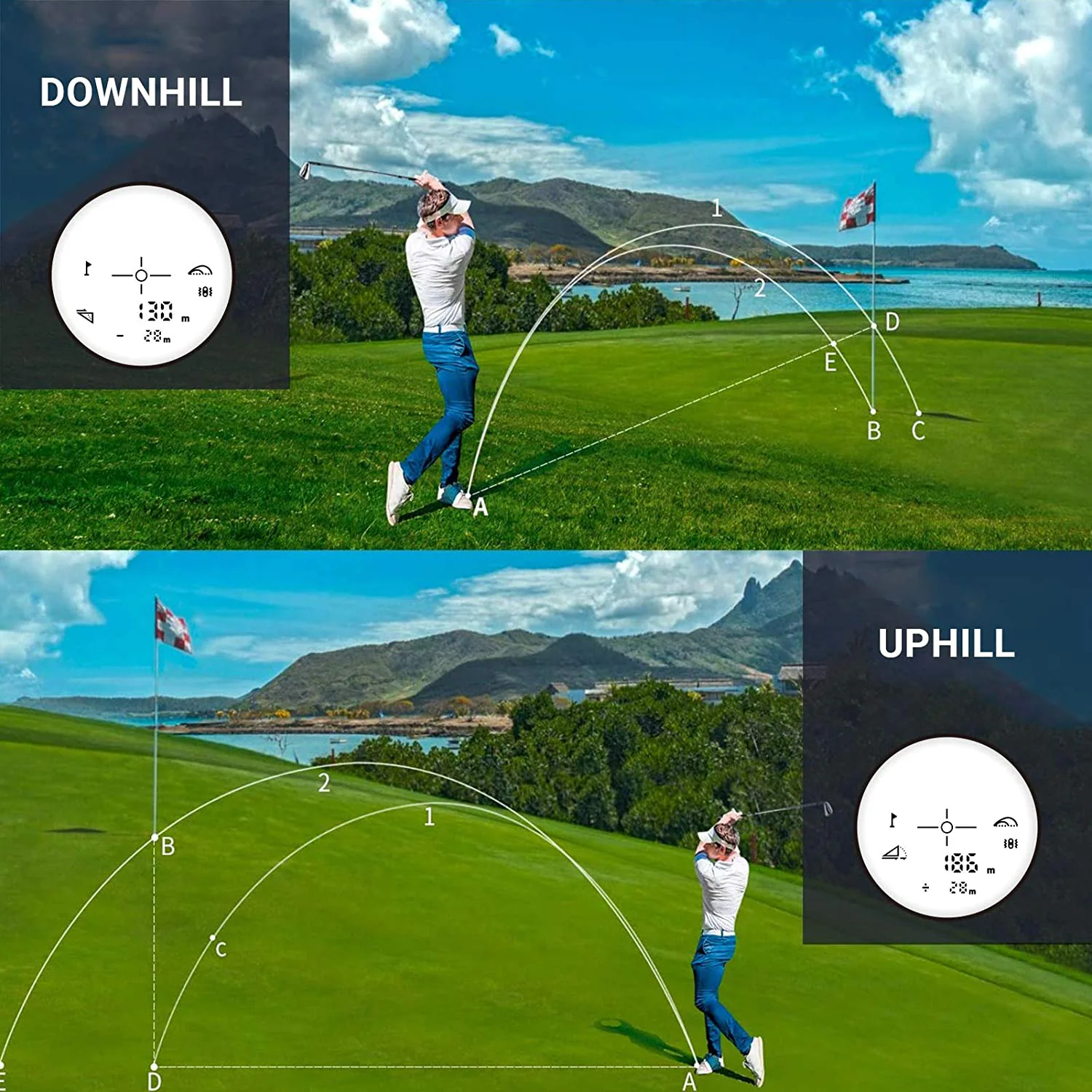 TACKLIFE Golf Laser-Entfernungsmesser für Golf und Jagd MLR02, 900 Yards Laser-Entfernungsmessung, Typ-C wiederaufladbar, mit hochpräziser Fahnenstiftverriegelung Vibration