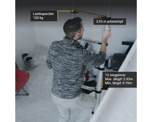 Batavia Giraffe Air aluminium telescopische ladder, 2,93 m, uitschuifbare ladder, aantal sporten/treden: 10