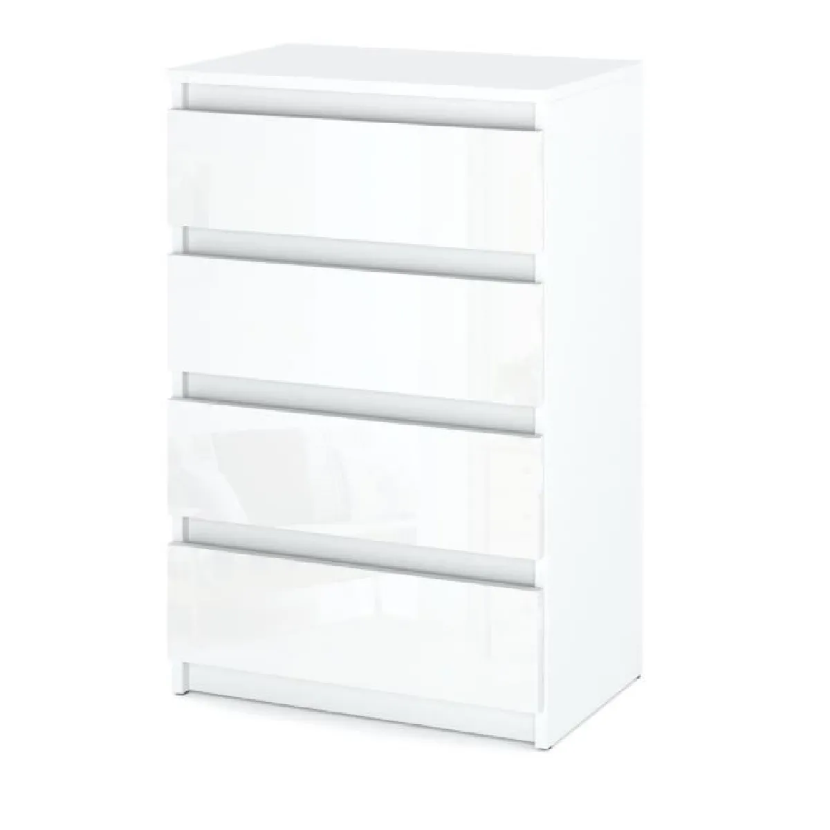 Commode 4 tiroirs Blanc Brillant