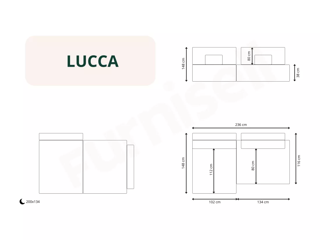 Modular Canapé d'angle convertible LUCCA Noir