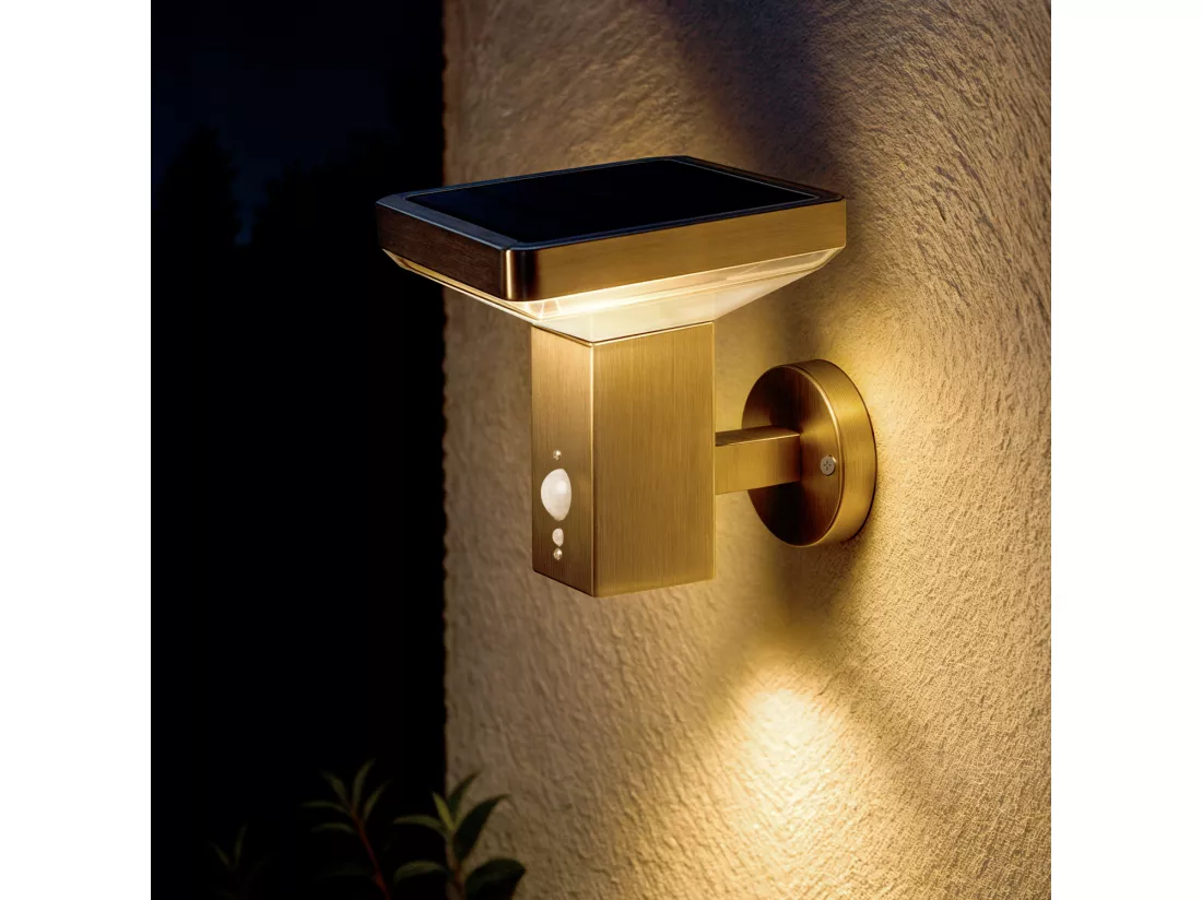 Applique Murale Extérieure Solaire LED 5W Aluminium avec Détecteur de Mouvement Barton Square Argent
