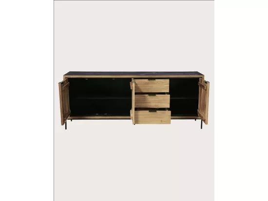 Indra grand - Grand buffet bas en teck recyclé bicolore 200 cm