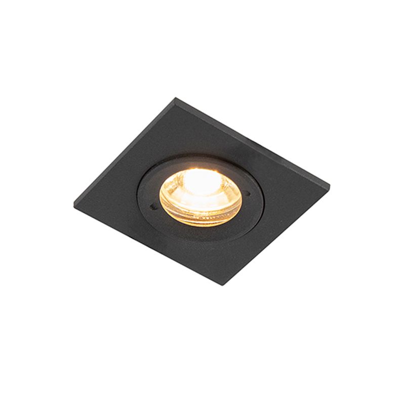 Moderne inbouwspot zwart vierkant IP44 - Xena