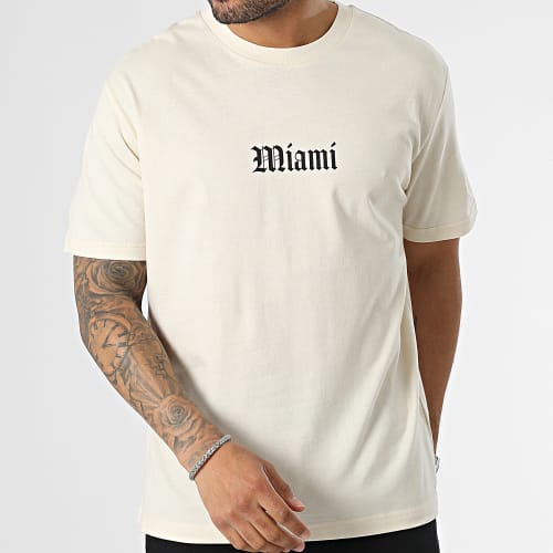 Tee Shirt Oversize Large Miami Basket Ball Beige