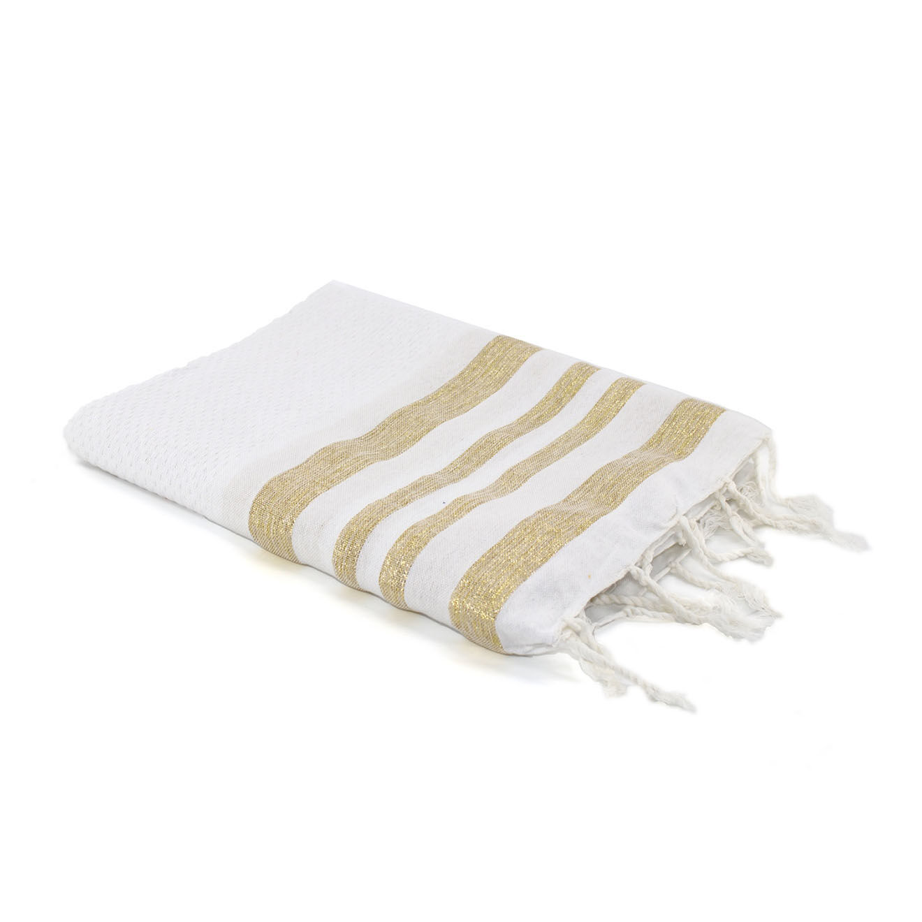 Febronie Fouta Nid d'Abeille Lurex Hamptons blanc/doré - 100x200 cm