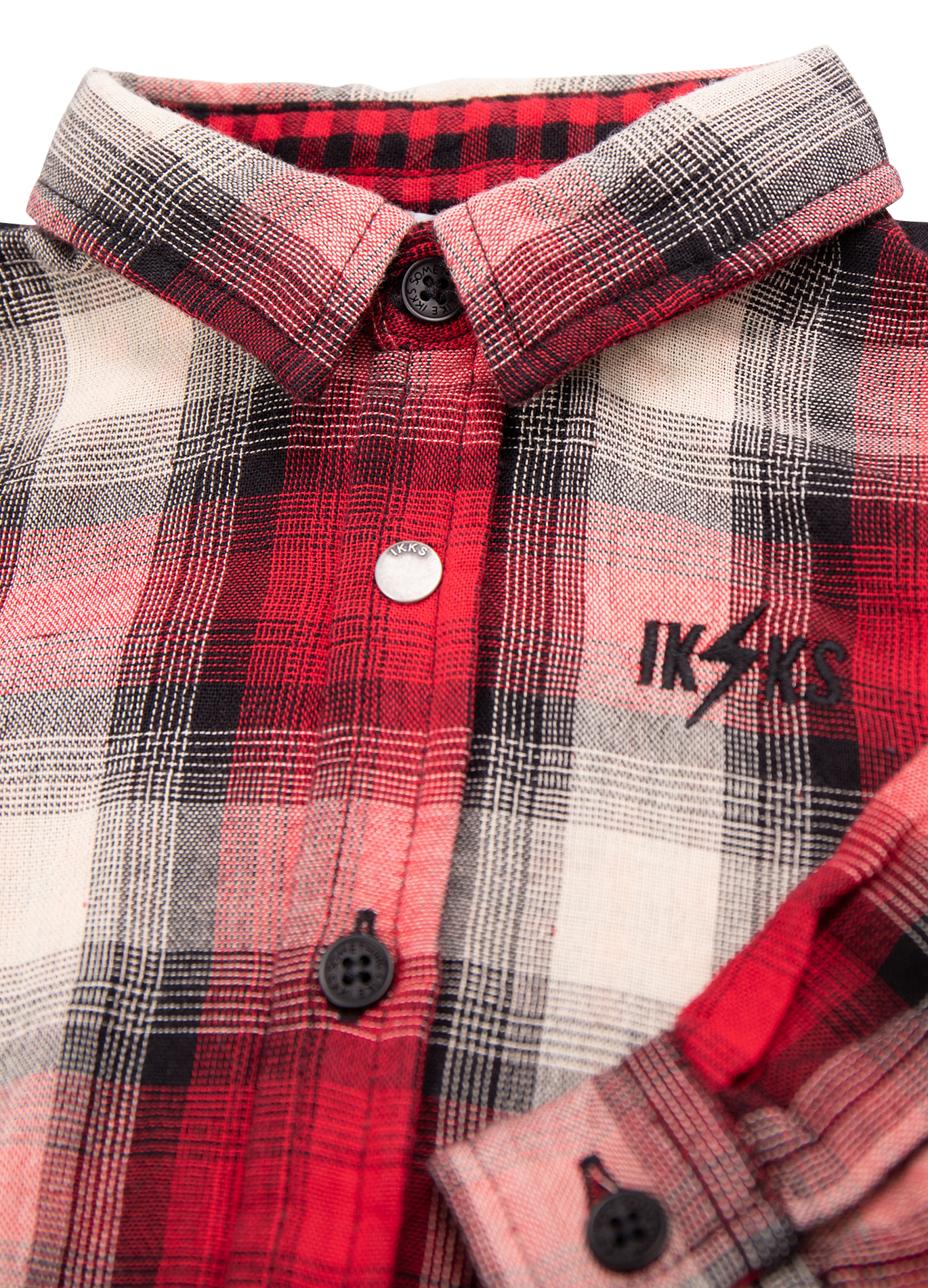 Chemise bi-matière à carreaux | Rouge
