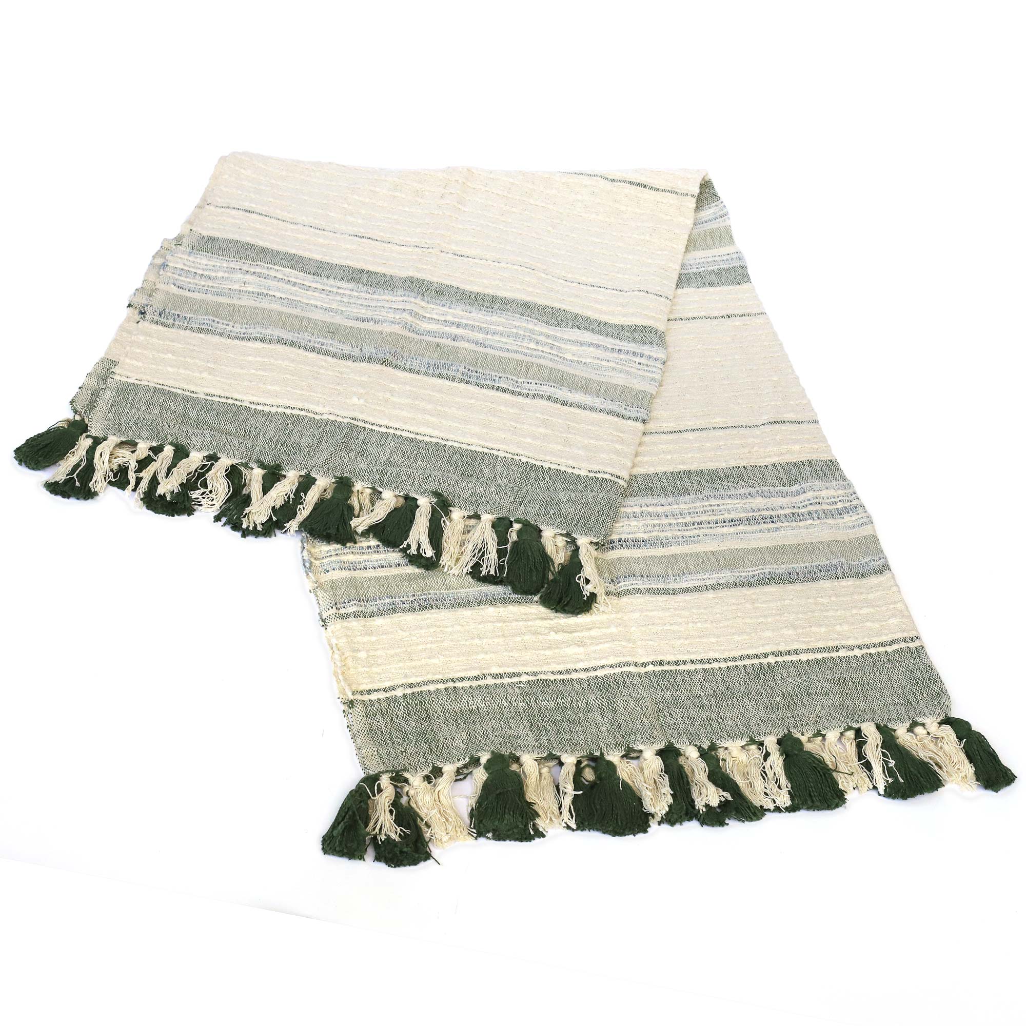 Throw 'Jorgos' weiß-grün, B 170 cm, L 130 cm von fischer's lagerhaus