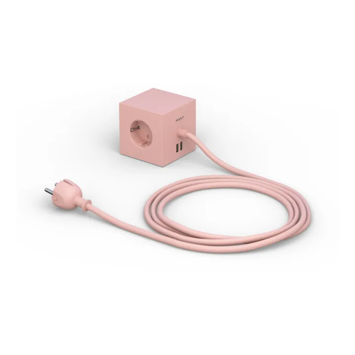 Avolt Rallonge Square 1 avec prise USB | Rose