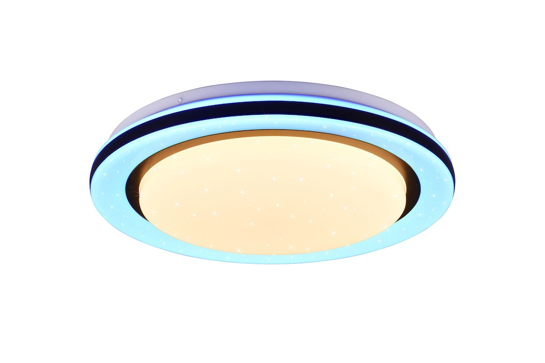 LED Deckenlampe Cartida weiß 38cm 7cm Fernbedienung dimmbar RGB Sternenhimmel Kunststoff